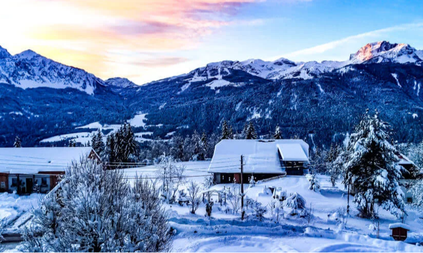 Ausblick vom Balkon im Winter